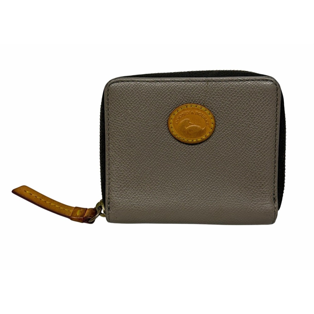 Vintage Dooney & Bourke All Weather Leather Gray Purple Pebbled Wallet C-Card